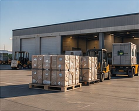 Palletized cargo at a regional logistics hub