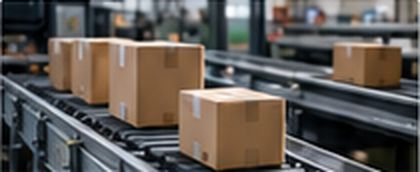 Parcels on a sorting conveyor